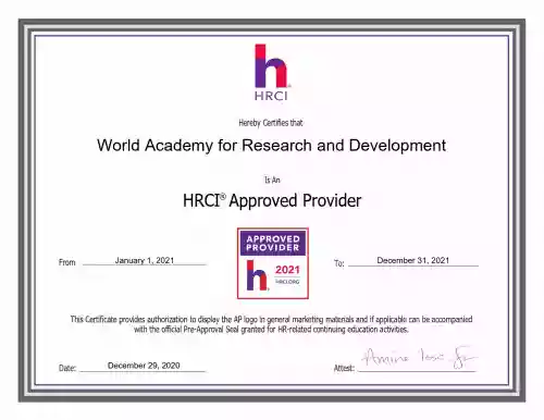 WARD is Approved Provider of HRCI-USA
